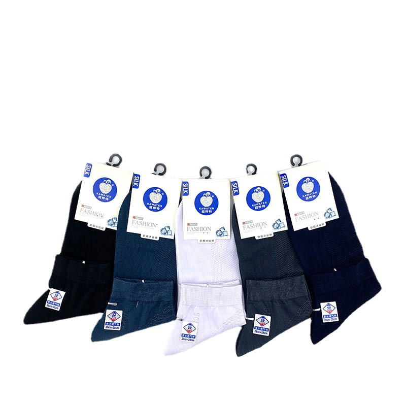 Spring and summer mid-tube men's socks long-tube silk stockings men's silk stockings thin sweat-absorbent breathable summer socks individually packaged