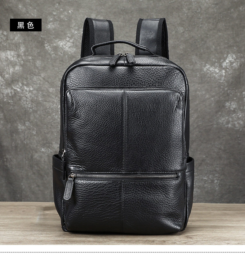 Ba lô nam da bò thật Marunte đựng máy tính 15 inch, 31×17×41 cm — Cà phê đen, nâu, đen chi tiết 23