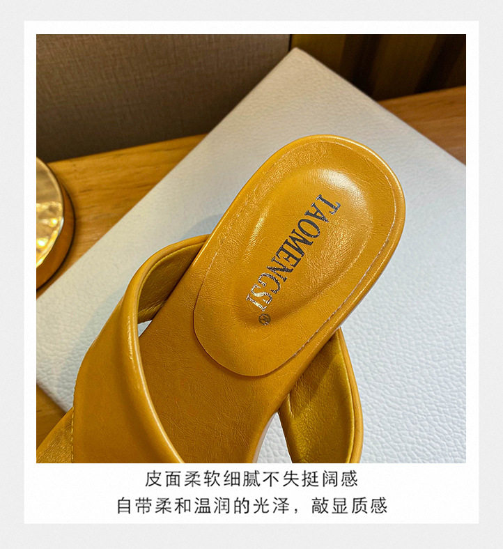 Dép sandal nữ quai ngang xỏ ngón mũi vuông đế bằng — Màu trắng, Màu vàng, Màu đen chi tiết 13