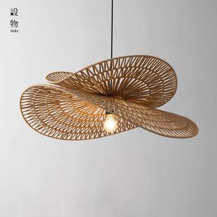 侘寂风客厅吊灯日式餐厅复古藤编麻绳手工新中式禅意茶室卧室民宿-阿里巴巴
