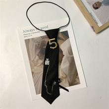 韩版学院风黑色短领带女甜酷JK日系个性潮流免绑衬衫装饰格子领结