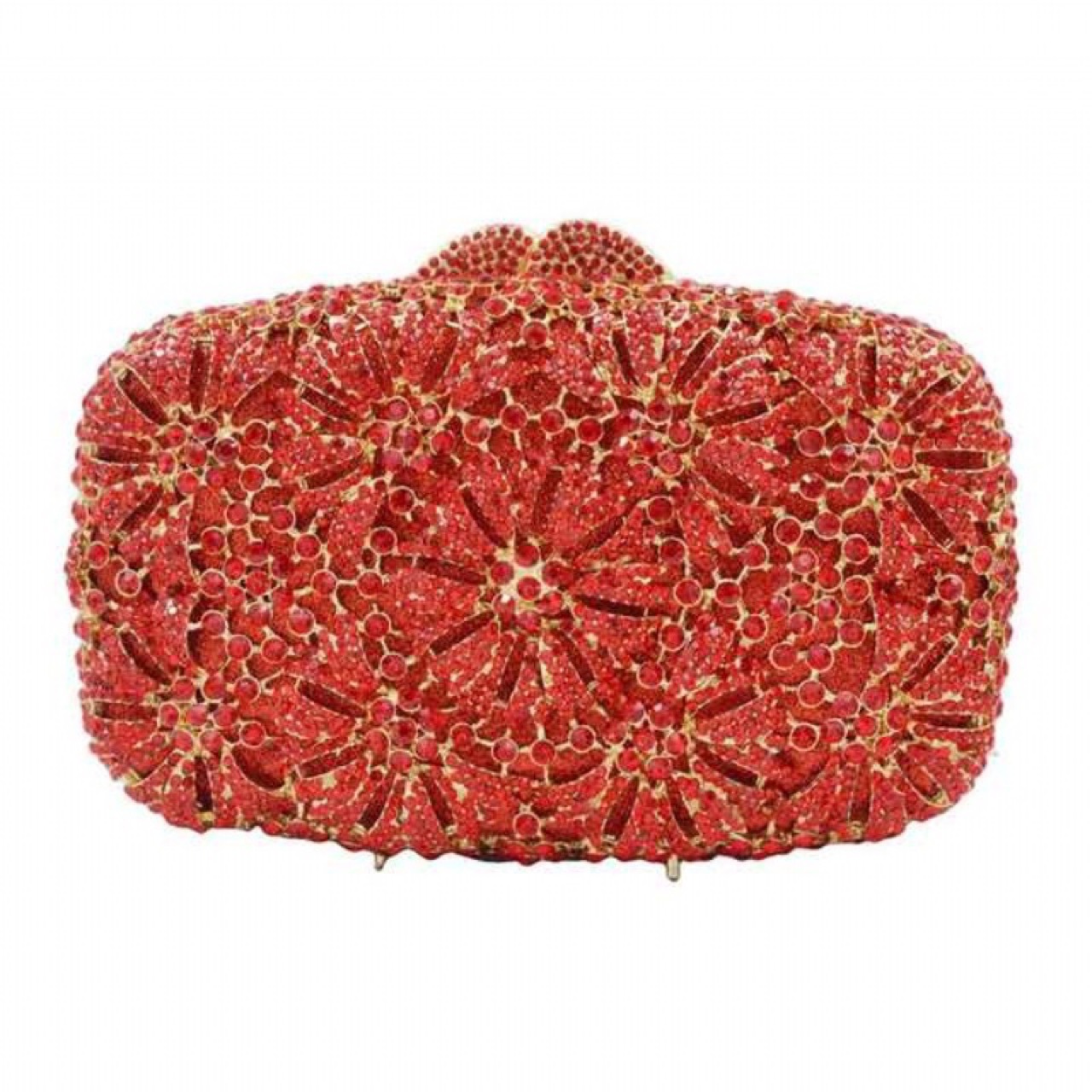 Túi clutch nữ đính kim cương hoa văn bồ công anh chạm rỗng dự tiệc — Vàng kim AB chi tiết 10