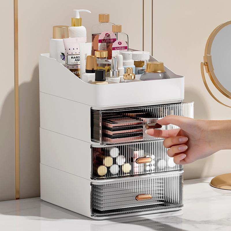 Escritorio superposición cómoda cajón gabinete de almacenamiento de cosméticos caja de almacenamiento lápiz labial productos para el cuidado de la piel a rayas rack de almacenamiento