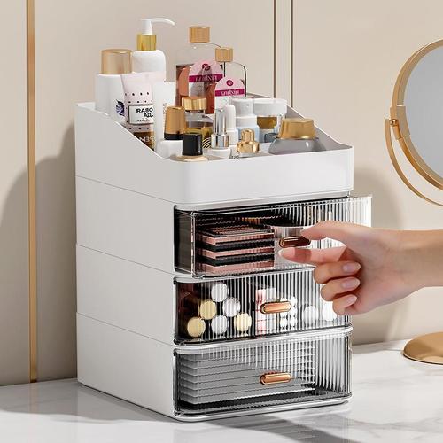 Desktop stacking dresser drawer-type storage cabinet cosmetics storage box lipstick skin care product striped storage shelf