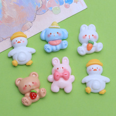呆萌小兔子卡通diy奶油膠手機殼創意鞋扣飾品髮夾樹脂配件