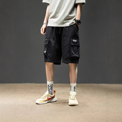 Men's Khaki Color Thin Loose Casual Work Shorts Loose and Comfortable Versatile Men's Casual Five-Pocket Pants