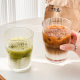 Vertical Stripe Coffee Cup Ice American Latte Cup Ins-style High-value Suction Cup with Lid Household Water Cup Glass