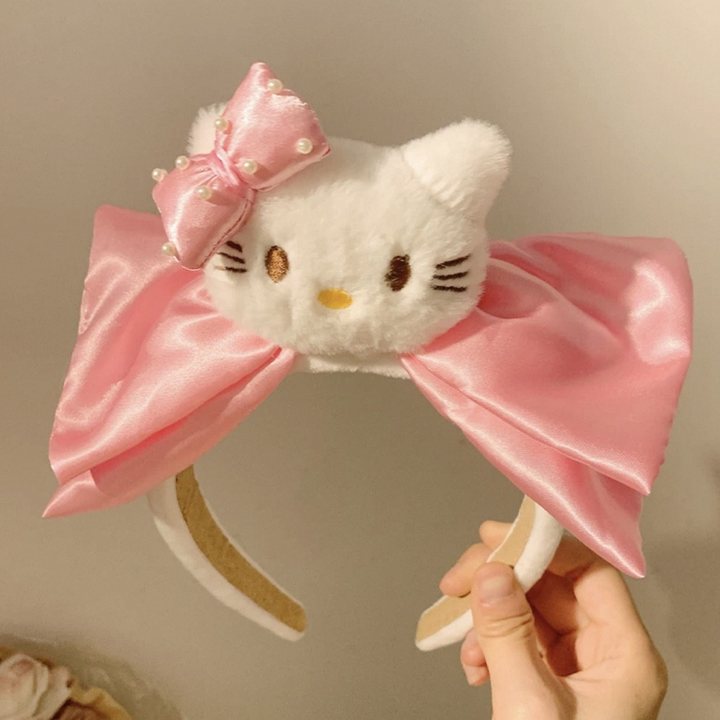 35#白色KT猫粉色毛绒发箍