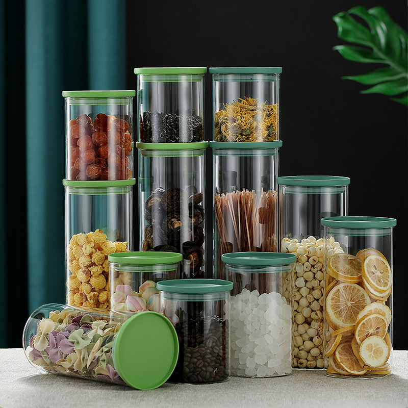 Frascos Redondos Sellados de Borosilicato de Alta Calidad al por Mayor, Frascos de Vidrio Transparentes para Almacenamiento, Frascos para Conservar Té Fresco, Frascos para Almacenar Granos y Dulces