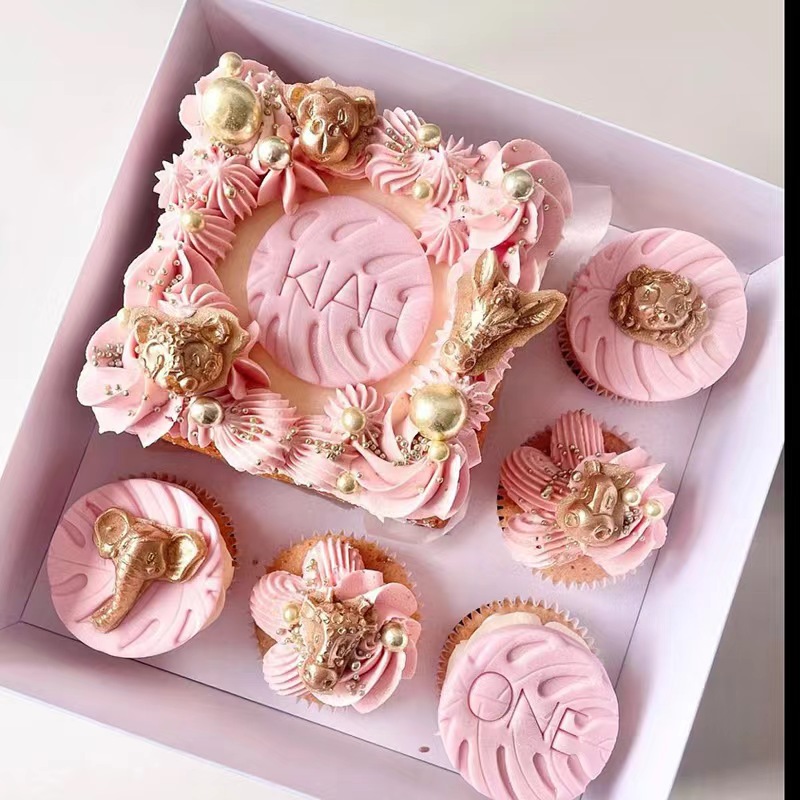 七夕情人节鲜花蛋糕甜品包装盒 5粒玛芬纸杯蛋糕包装盒杯子蛋糕盒