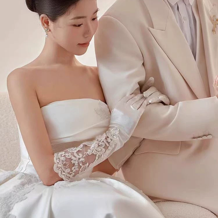 White long gloves, accessory, evening dress