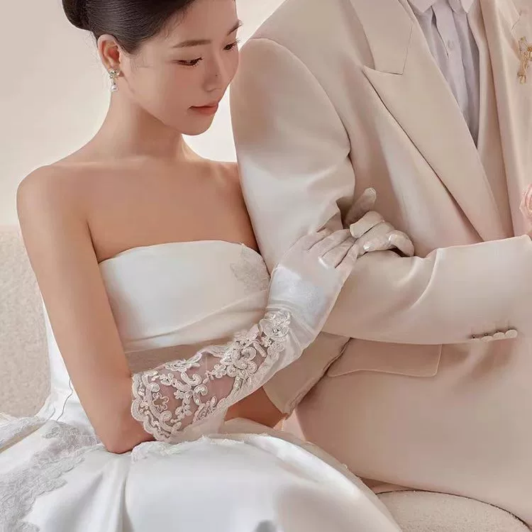 White long gloves, accessory, evening dress