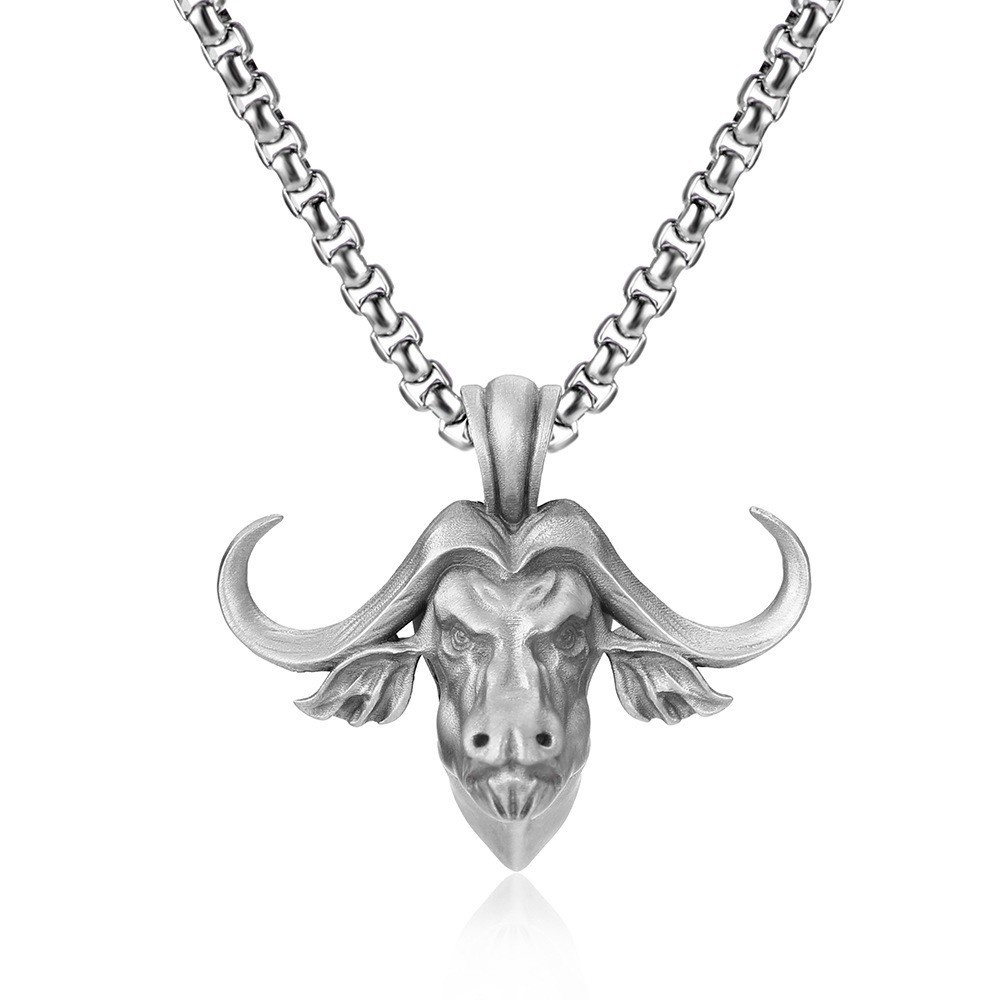 European and American Men's Animal Bull Head Retro Pendant Hip-Hop Cross-Border Ins Trendy Brand Sweater Necklace