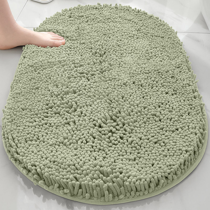 Alfombra absorbente de baño de chenilla ovalada Alfombra de pie de puerta de baño Alfombra antideslizante de entrada de baño Alfombra de dormitorio