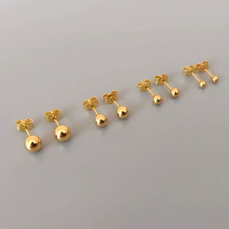 Fashionable Work Clothing Ear Piercing Titanium Steel Small Gold Bean Titanium Steel Beads Earrings Small Gold Beads Small Earrings Earrings Earrings