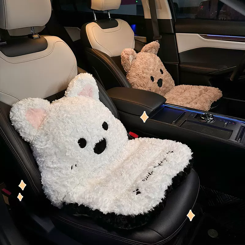 汽车坐垫秋冬季毛绒加厚腰靠一体式车内座垫后排防滑车载座椅套