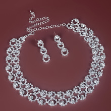 欧美流行饰品个性满钻夸张项链女颈链二件套服装配饰厂家促销批发