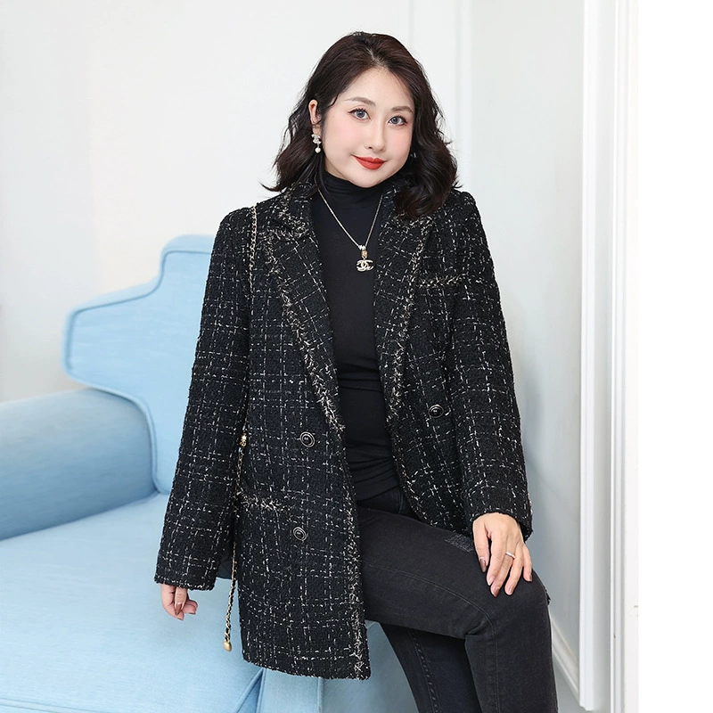 Женский пиджак больших размеров, свободная куртка большого размера в стиле Шанель, Женская Шерсть, Женская мода 200 Джин