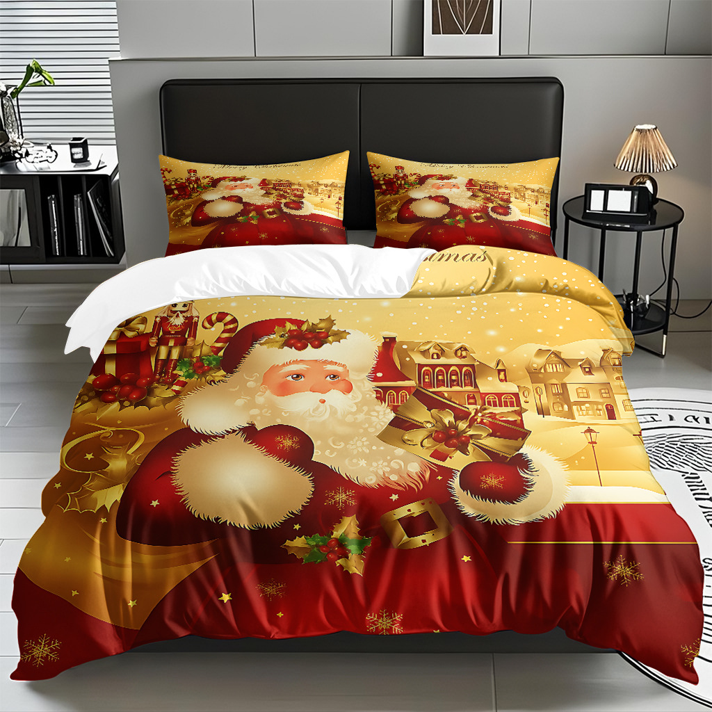 TEMU / JIT impresión digital transfronteriza HD Navidad pro piel suave colcha de cama kit para diseñar venta directa de fábrica