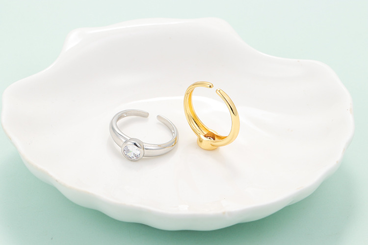 Copper Material Geometric Pattern Wholesale Korean Geometric Round Diamond Opening Adjustable Ring Nihaojewelry