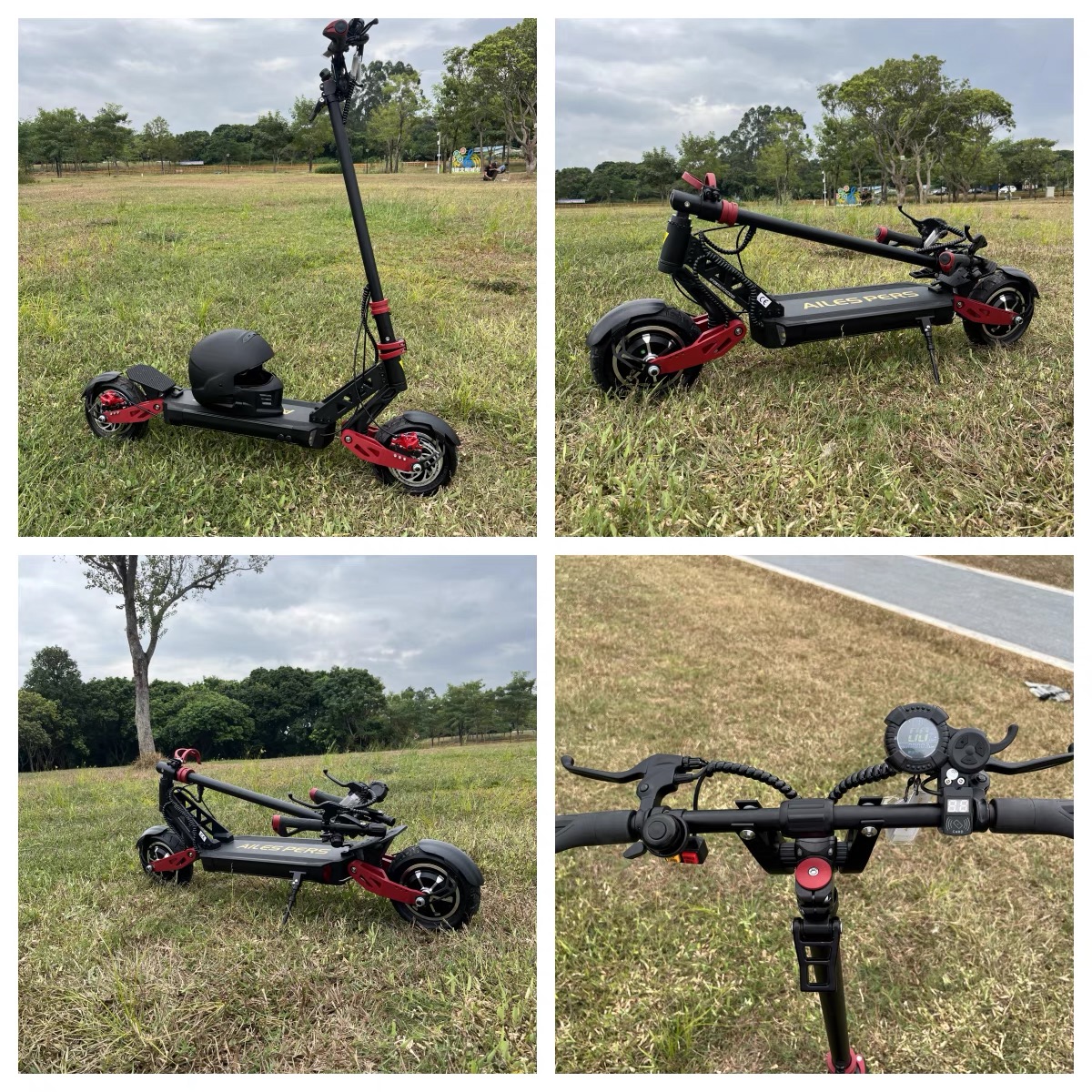 Runtu 10inch Dual-Drive Off-Road Electric Scooter Foldable Mobility Scooter for Adults and Youth Suitable for Commuting to Work