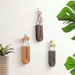 Wall Wooden Hydroponic Dried Flowers Home Wall Mounted Vase Pendant Plant Shelf Creative Living Room Bathroom