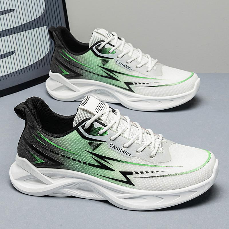 2025 primavera y verano nuevos zapatos deportivos de malla degradado transpirable de suela gruesa todo fósforo casual ligero zapatos de hombre zapatos de moda