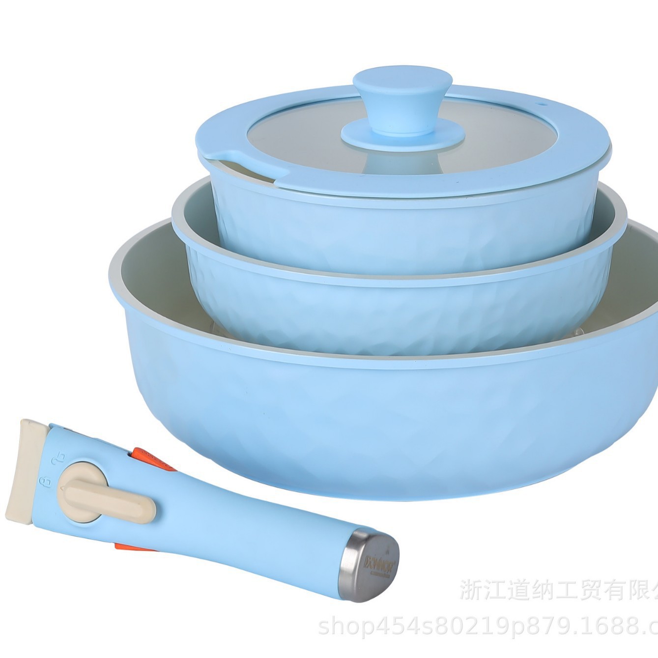 Juego de utensilios de cocina Donnor de estilo lujoso con mango desmontable, superventas para comercio exterior, compatible con cocinas de inducción, olla de fondo multicapa.