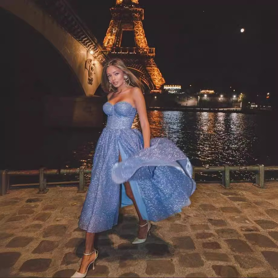 Elegant Long Prom Dress 2025 Spring New Style Tube Top Sequined Evening Dress Banquet Elegant Slimming Look Dress for Women