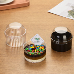 慕斯木糠布丁果凍冰淇淋酸奶甜品硬塑料PS一次性塑杯透明圓形帶蓋