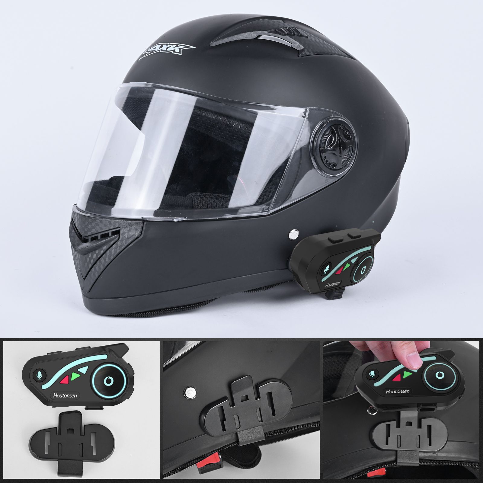 Cross-Border V8 High-Quality Soundproof Bluetooth Headset for Both Rain and Shine, Built-In Waterproof, Compatible with Full-Face Motorcycle Helmets