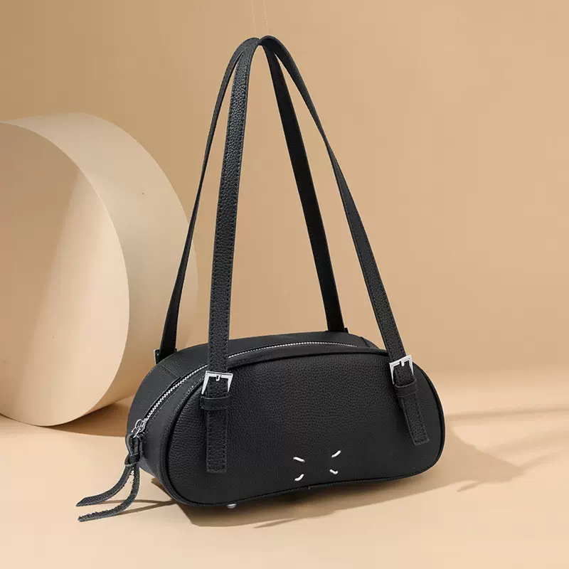 头层TOGO牛皮时尚女包包单肩包跨境真皮枕头包包潮流法棍腋下包女