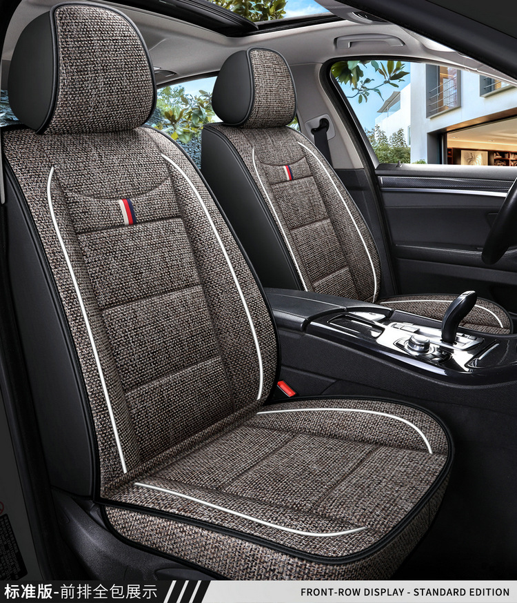 Factory Direct Sales Breathable Linen All-Season Wear-Resistant and Dirt-Resistant Full-Cover Linen Car Seat Cushion and Car Seat Cover