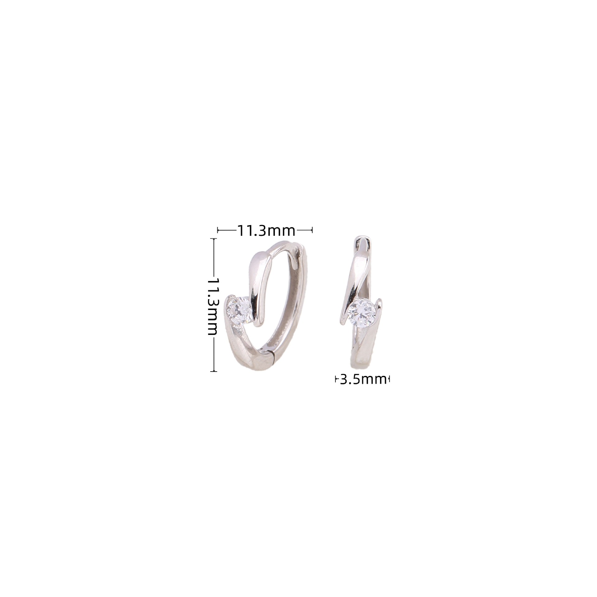 0.03µm Gold Plating Thickness Electroplating Gold Plating Process 1 Pair 925 Sterling Silver Zircon Geometric Earrings