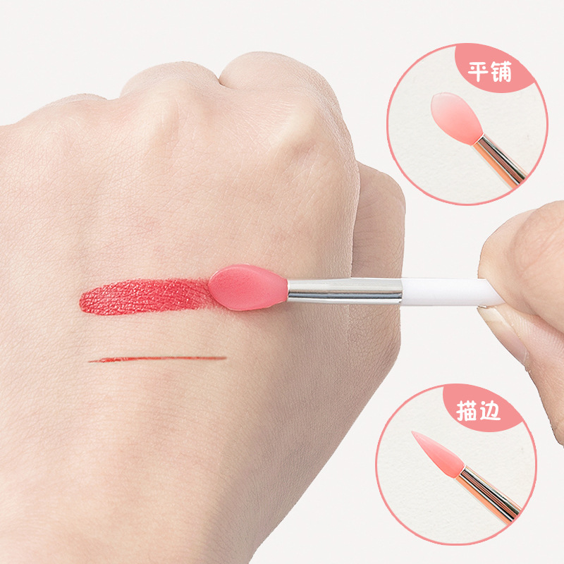 Mini cepillo de labios de silicona, desechable e independiente, para aplicar labial, máscara o sombra de ojos