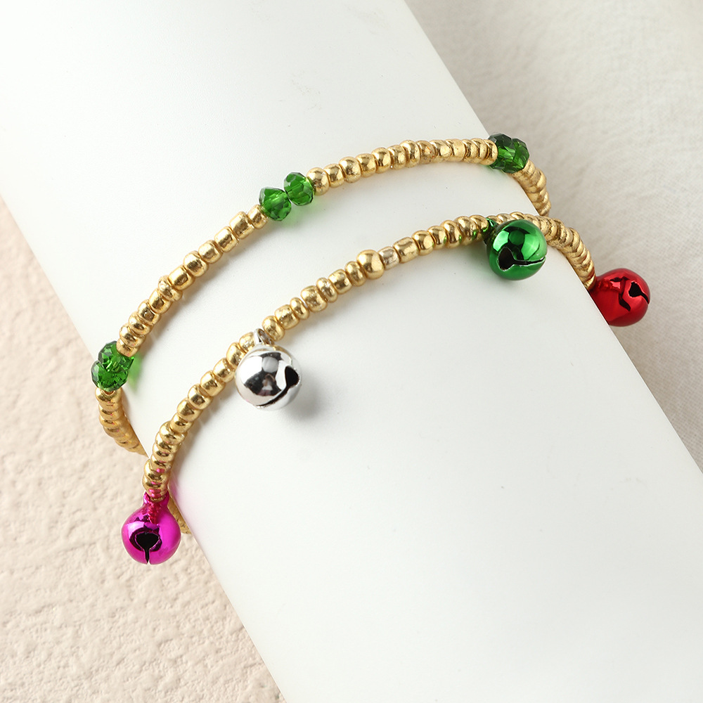 European And American Christmas Colorful Bells Bracelets Creative Ccb Round Bead Bracelet Set display picture 4