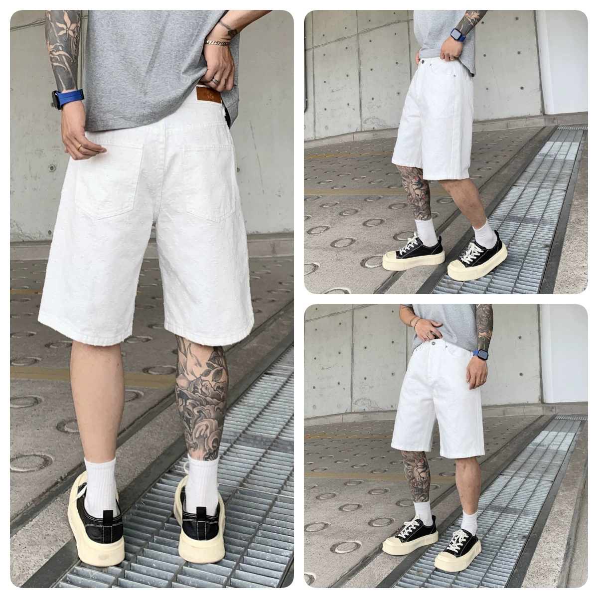 Американские джинсовые шорты с принтом, мужские модные молодежные высококачественные прямые свободные шорты средней длины с пятью точками