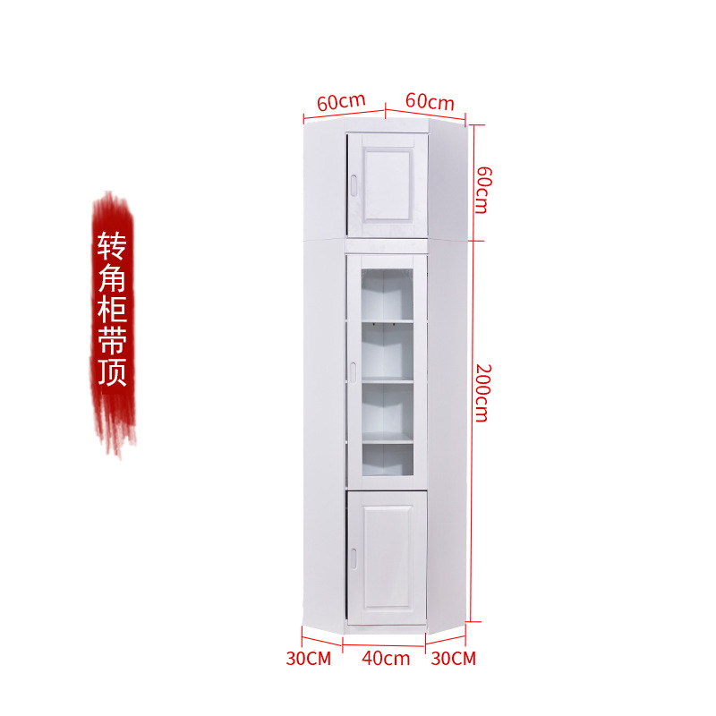상단이있는 EF 화이트 코너 캐비닛
