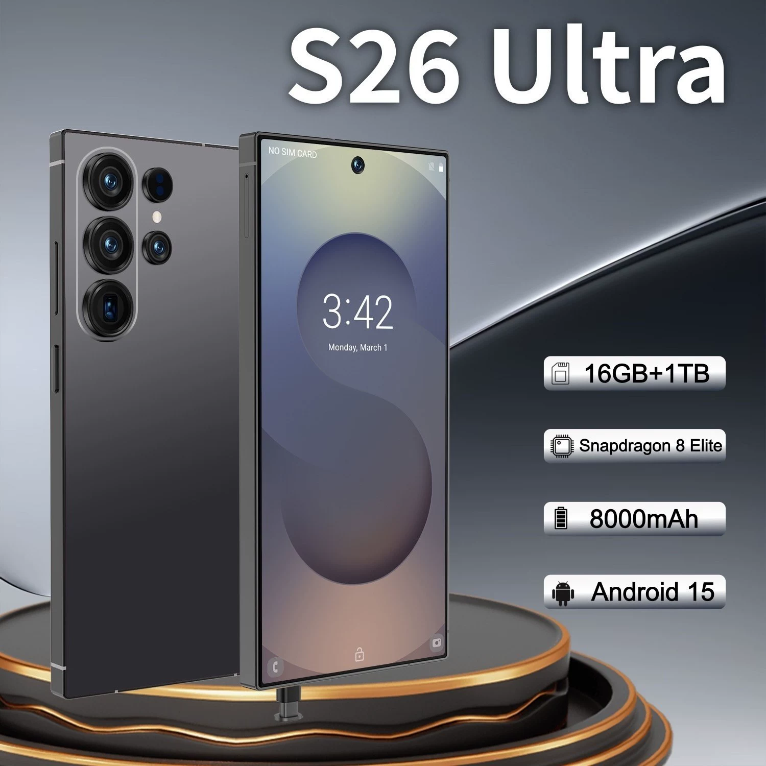 Экспортный смартфон S26 Ultra кросс‑бордерный смартфон Android с большим экраном 6.75HD встроенный стилус