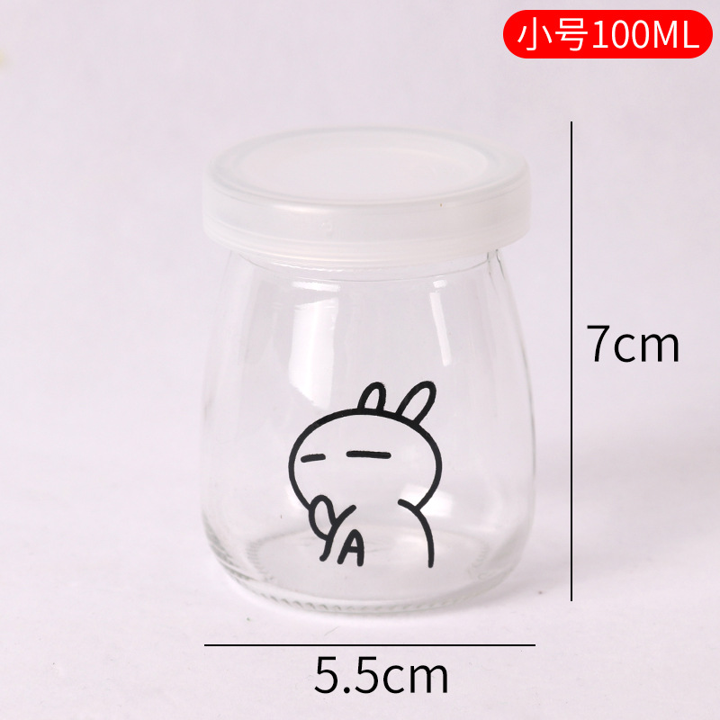 Vaso para pudín con tapa, botella de vidrio para pudín, tarro de miel, gelatina, vaso para mousse de leche de doble capa, vaso para yogur, patrones creativos al por mayor