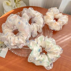 Elegant Autumn/Winter Chiffon Polka Dot Large Bow Hair Tie with High Elasticity, Women's Hair Tying Band, Non-Damaging Hair Accessory