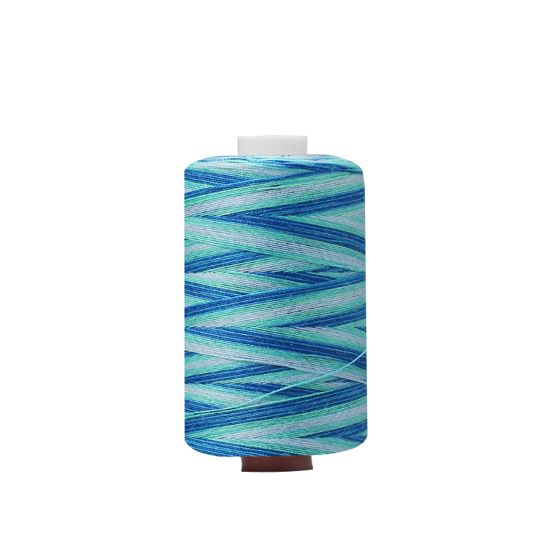 Línea multicolor de poliéster línea de prendas de vestir sección arco iris teñida línea de aguja manual línea de costura multicolor 402 hilo de costura de color