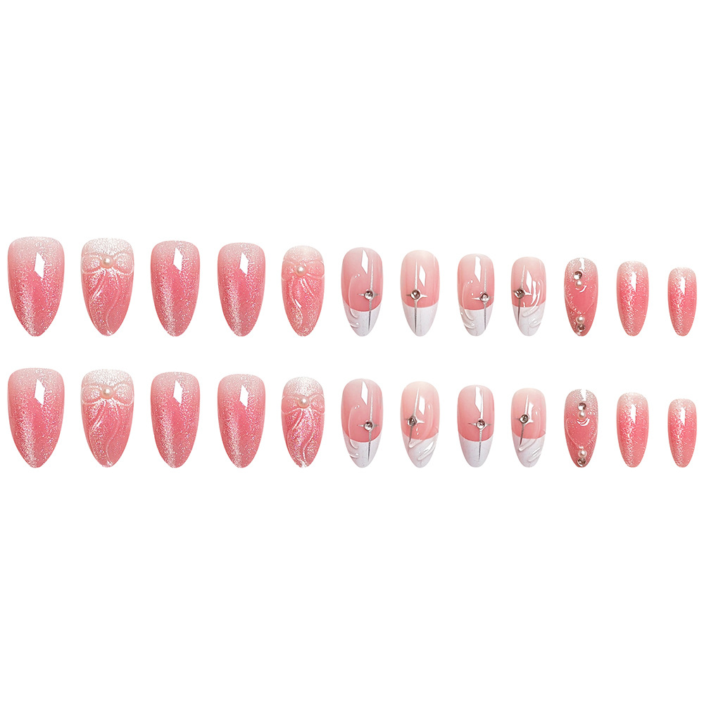 3D tridimensional goteo de pegamento de manicure, arco de perla francés, 24 piezas de comercio exterior, parches de uñas falsas
