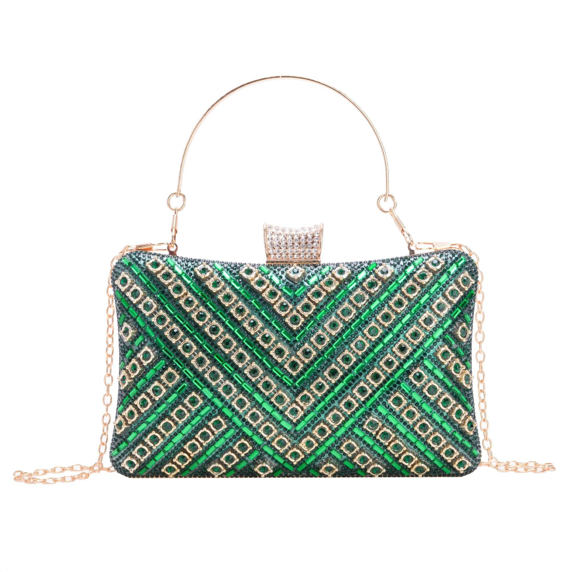 Bolsa de cena de lujo ligero transfronterizo de alto nivel de dama fiesta bolsa de mano de diamante de diamantes de color cadena bolsa de cena