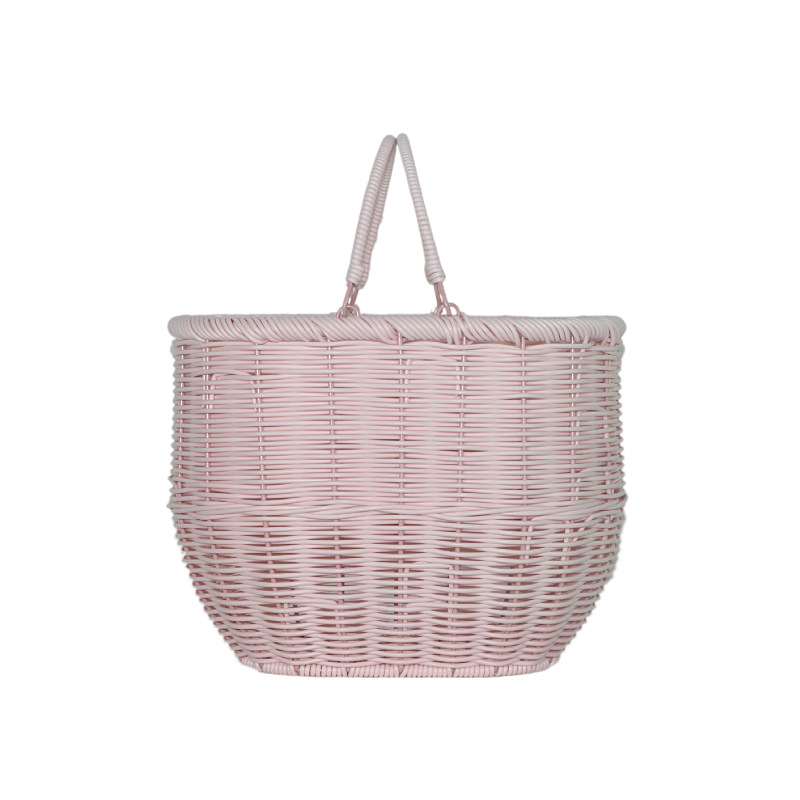 Ins estilo de almacenamiento de la cesta portátil PE Rattan cesta tejida flor floral arreglo floral azul portátil