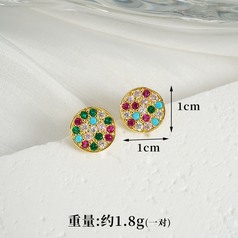 Collar de oro de arena transfronterizo de Vietnam personalidad micro-pintura piedra aretes redondos para mujeres lujosas joyas no desvanecidas al por mayor