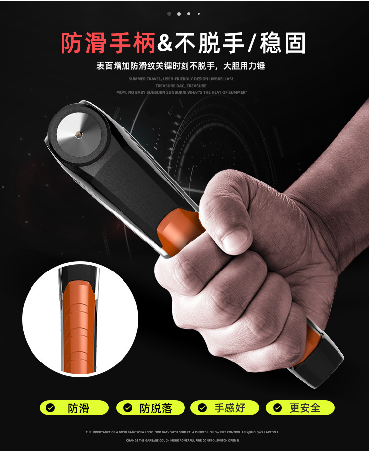Emergency Rescue Safety Hammer with Tungsten Steel Head That Instantly Shatters Glass, Car Window Breaker, Two-In-One Long-Handle Safety Hammer