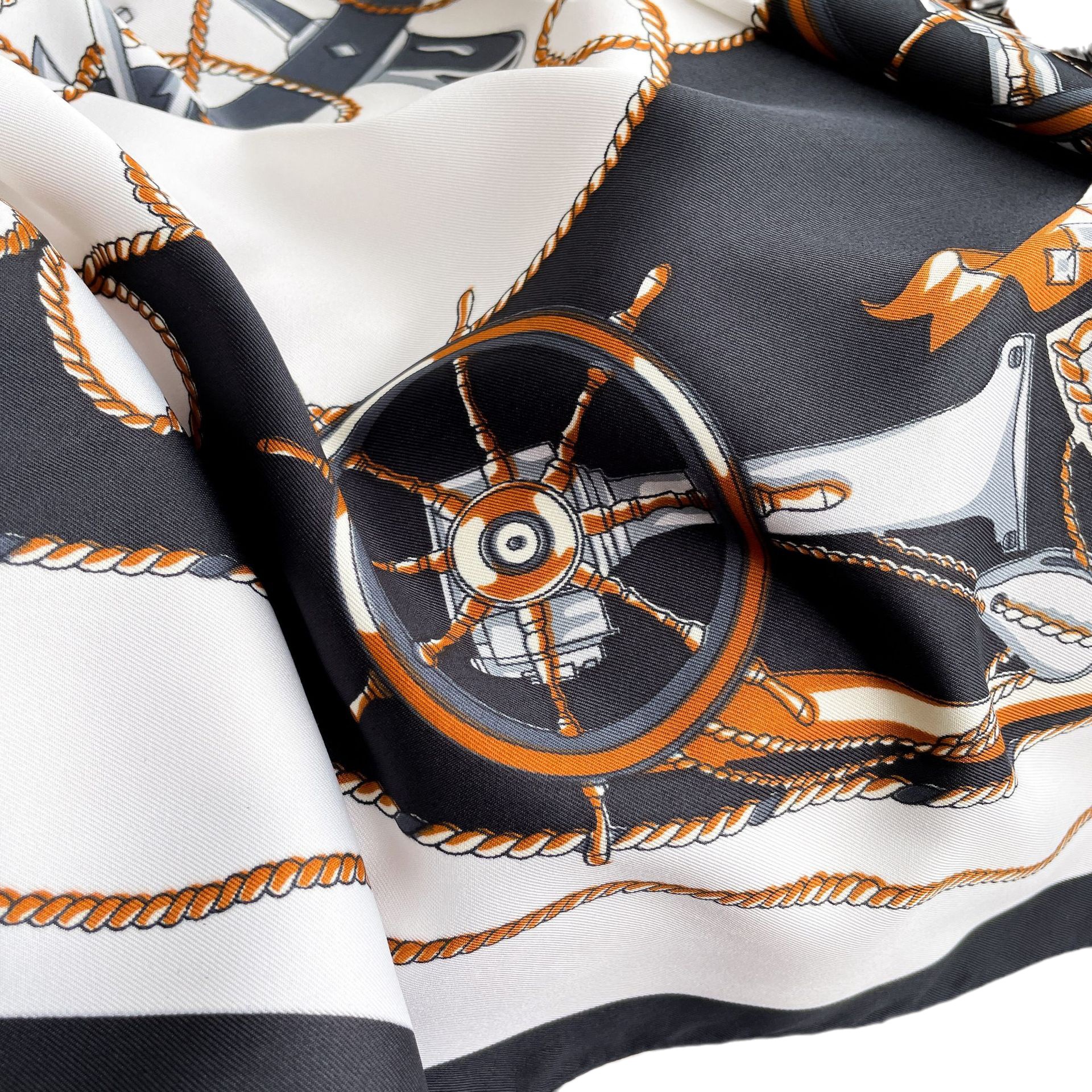 Modischer und eleganter Seidenschal, Schal mit Kaninchenmuster, quadratischer Twill-Seidenschal, 90 x 90 cm großer Schal, Sonnenschutz, Tourismus_voghion.com