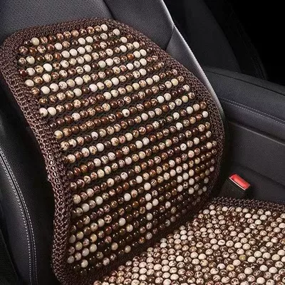 Seat Cushion Three-Piece Set, Summer Cooling: Multi-function pad - hooked-bodhi-coffee-net-flower-beads-waist-support