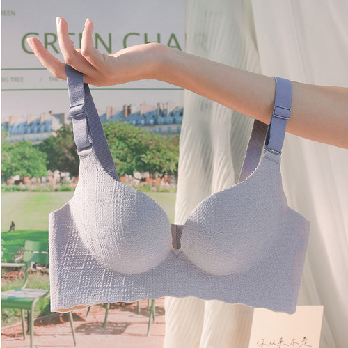 Seamless bra for women, one-piece small breast push-up, secondary breast anti-sagging bra, no wire ring, adjustable large breast bra